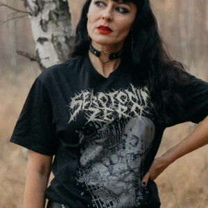 Black T-shirt "Broken worlds", color print